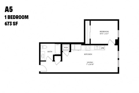 One Bedroom A5 673 SF - The Ballard Independent